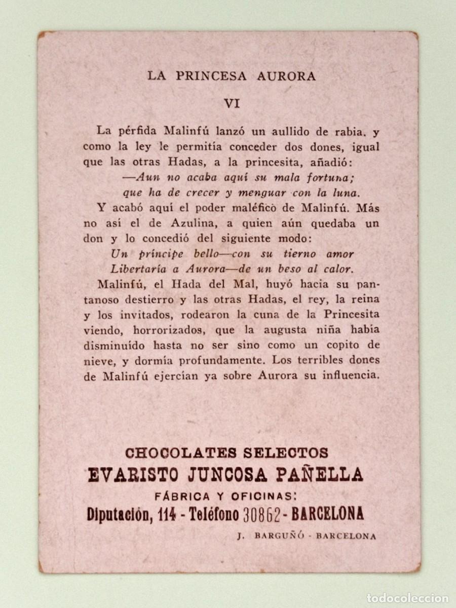 Coleccionismo cromos antiguos: CROMOS &rdquo;CHOCOLATES EVARISTO JUNCOSA&rdquo;. LA PRINCESA AURORA (N&ordm; 6) - Foto 2