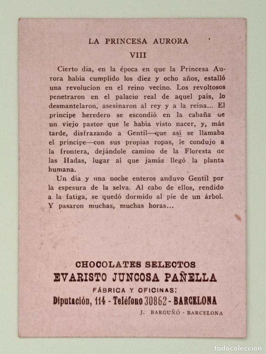 Coleccionismo cromos antiguos: CROMOS &rdquo;CHOCOLATES EVARISTO JUNCOSA&rdquo;. LA PRINCESA AURORA (N&ordm; 8) - Foto 2