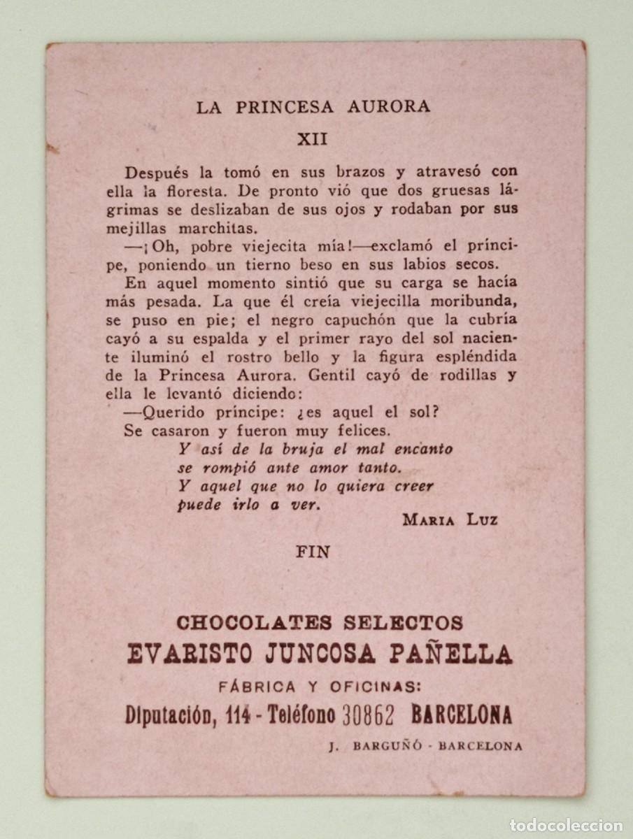 Coleccionismo cromos antiguos: CROMOS &rdquo;CHOCOLATES EVARISTO JUNCOSA&rdquo;. LA PRINCESA AURORA (N&ordm; 12) - Foto 2