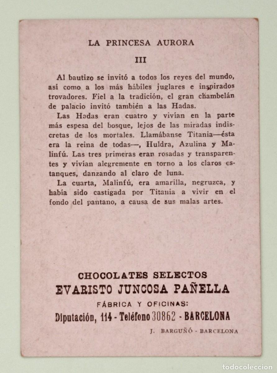 Coleccionismo cromos antiguos: CROMOS &rdquo;CHOCOLATES EVARISTO JUNCOSA&rdquo;. LA PRINCESA AURORA (N&ordm; 3) - Foto 2