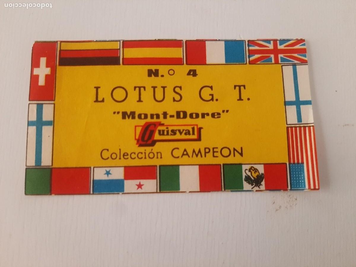 Coleccionismo Cromos antiguos: CROMO ETIQUETA GUISVAL COLECCION CAMPEON N&ordm; 4 LOTUS GT MONT DORE