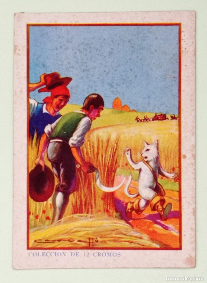 Coleccionismo cromos antiguos: CROMOS &rdquo;CHOCOLATES EVARISTO JUNCOSA&rdquo;. EL GATO CON BOTAS (N&ordm; 7) - Foto 1