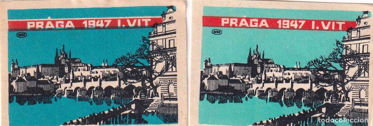 Sammeln alte Sammelbilder: 2 Cromos tabaco publicidad Praga 1947 Medidas 5,50 x 3,50 cm