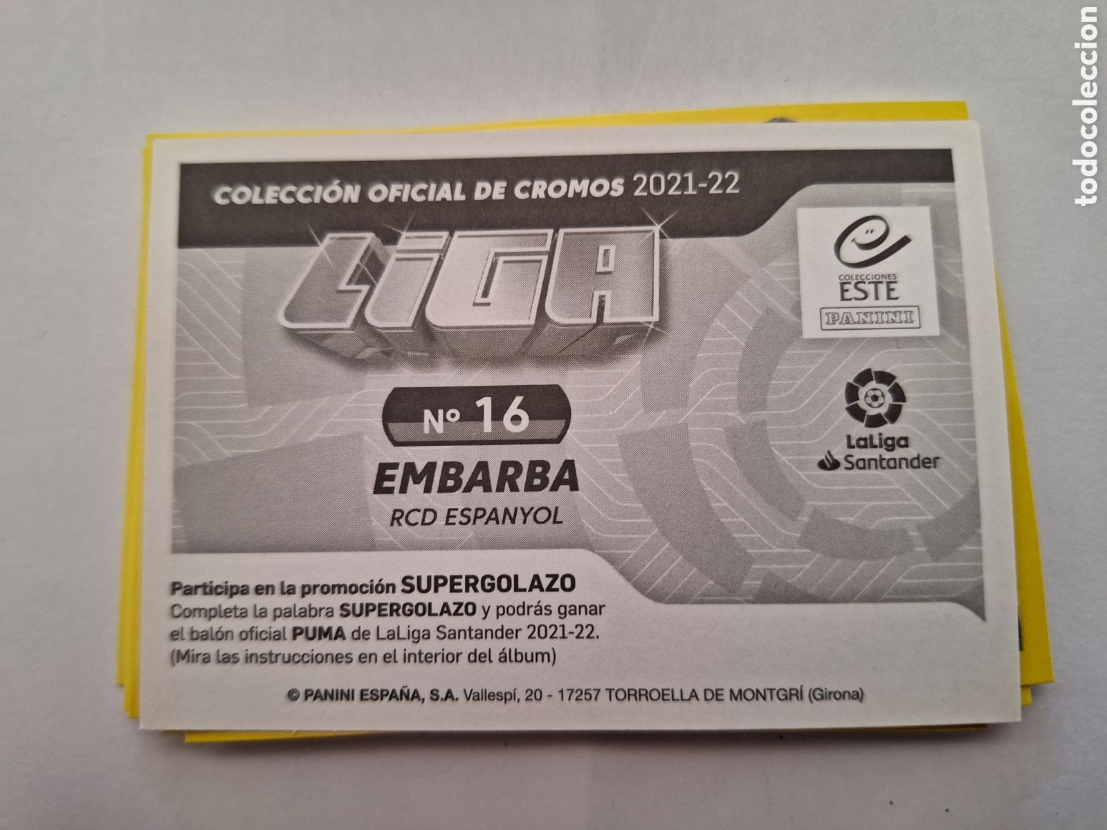 Coleccionismo cromos antiguos: Espanyol - 2021 - 22 - Embarba - Nunca pegado - Foto 2