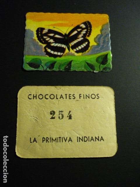Collectionnisme Cartes &agrave; collectionner anciennes: GIJON ASTURIAS CHOCOLATES FINOS LA PRIMITIVA INDIANA ANTIGUO CROMO A&Ntilde;OS 30 40