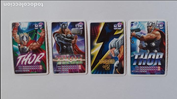 Coleccionismo cromos antiguos: LOTE 4 CROMOS. MARVEL. CARREFOUR. DESCUBRE TU PODER. THOR. - Foto 1