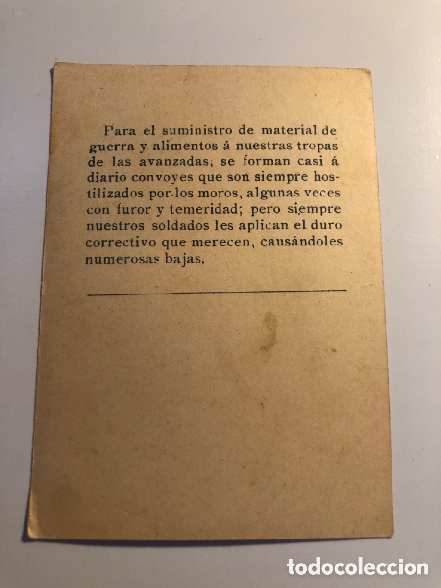 Coleccionismo cromos antiguos: EPISODIOS DE LA GUERRA DE MELILLA,N&Uacute;MERO 9 - Foto 2