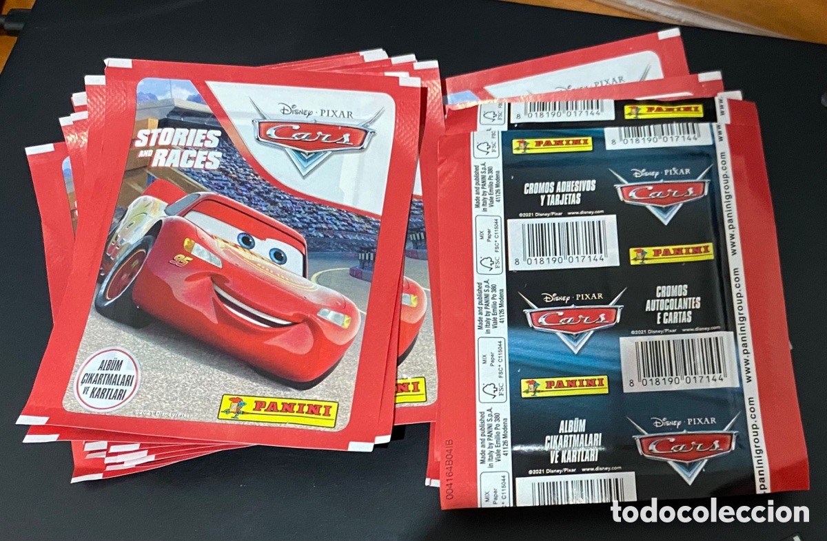Coleccionismo cromos antiguos: Lote 10 sobres de cromos y tarjetas Cars Historias y Carreras. Panini. Disney