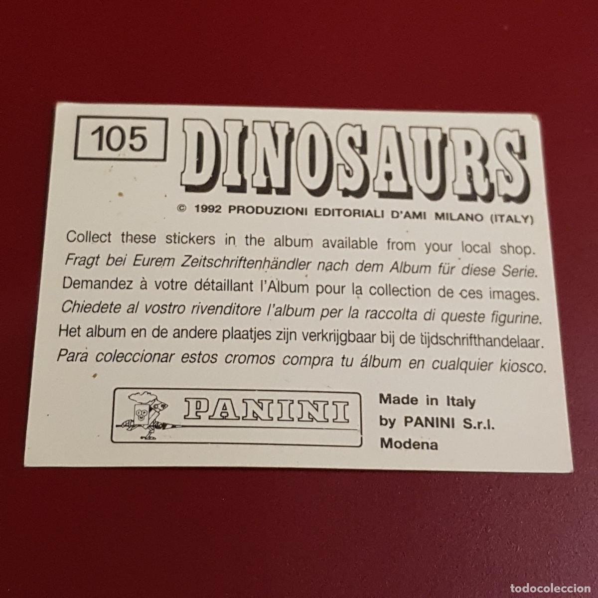 Coleccionismo cromos antiguos: PANINI - DINOSAURS - 1992 - 92 - 105 - NUNCA PEGADO - Foto 2