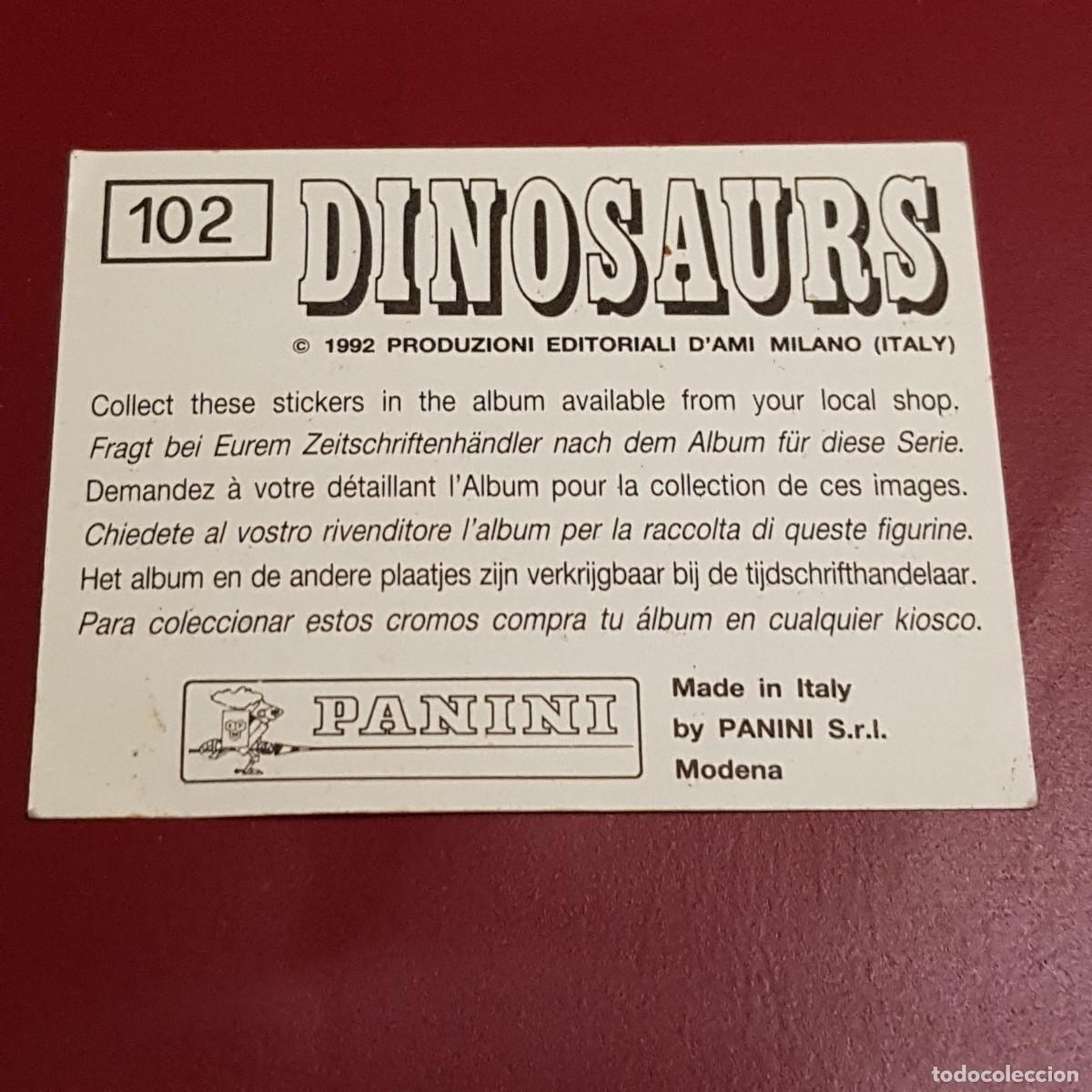 Coleccionismo cromos antiguos: PANINI - DINOSAURS - 1992 - 92 - 102 - NUNCA PEGADO - Foto 2