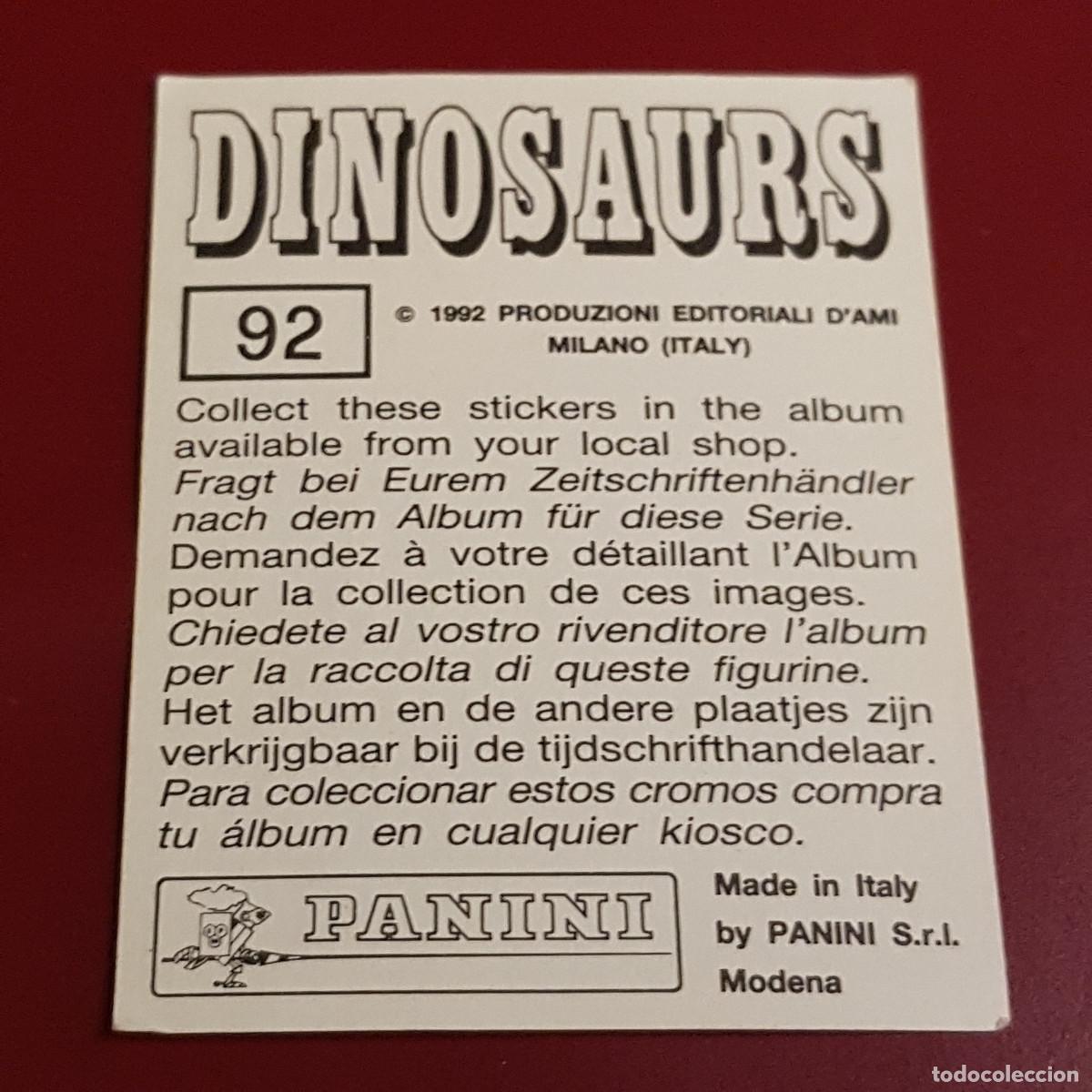 Coleccionismo cromos antiguos: PANINI - DINOSAURS - 1992 - 92 - 92 - NUNCA PEGADO - Foto 2