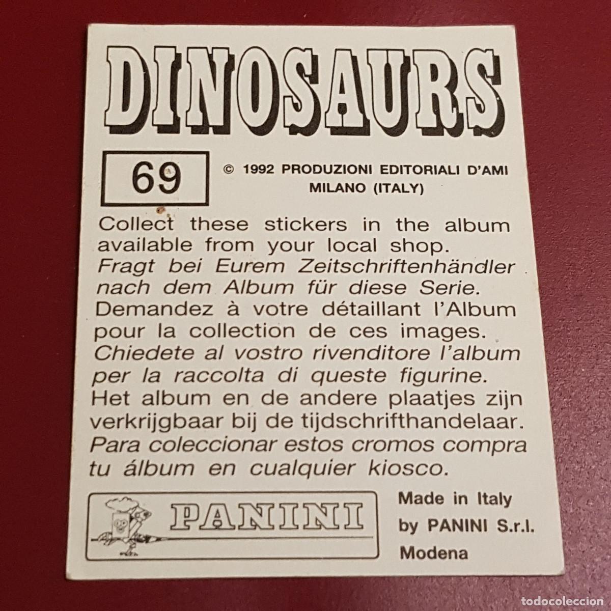 Coleccionismo cromos antiguos: PANINI - DINOSAURS - 1992 - 92 - 69 - NUNCA PEGADO - Foto 2