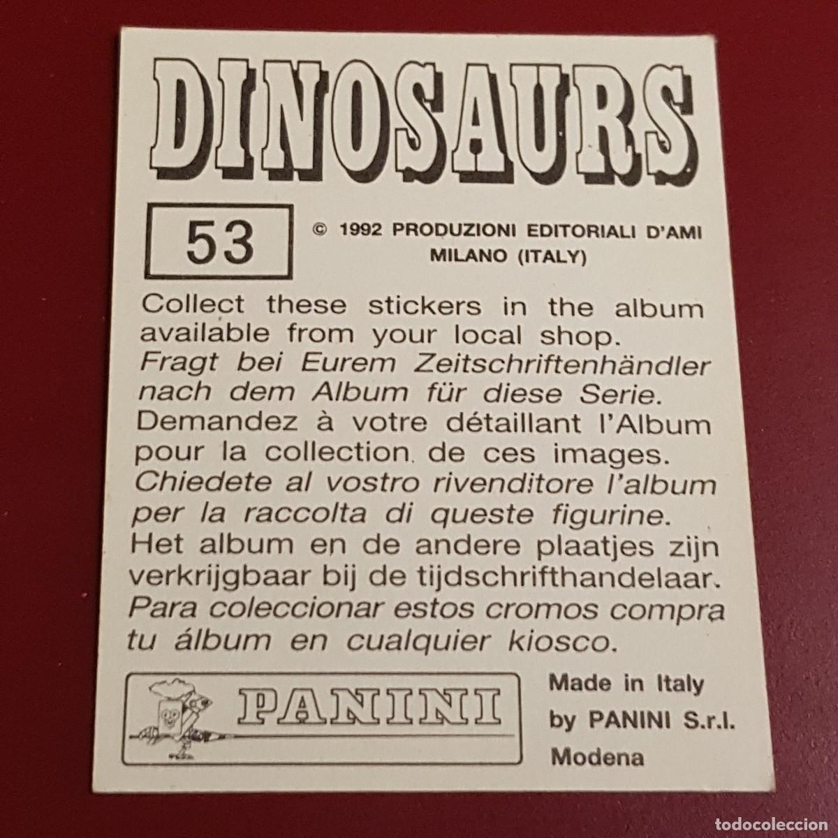 Coleccionismo cromos antiguos: PANINI - DINOSAURS - 1992 - 92 - 53 - NUNCA PEGADO - Foto 2