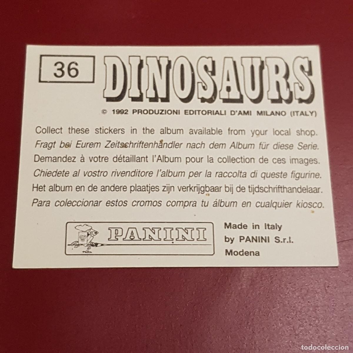 Coleccionismo cromos antiguos: PANINI - DINOSAURS - 1992 - 92 - 36 - NUNCA PEGADO - Foto 2