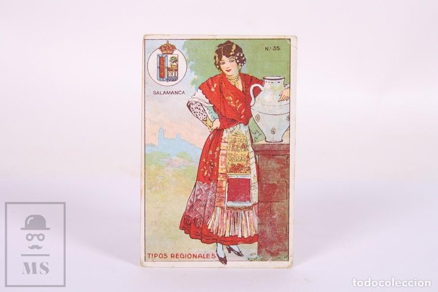 Collectable Antique Stickers: Antiguo Cromo de Chocolates Guill&eacute;n - Tipos Regionales / Escudo - Salamanca N&ordm; 35