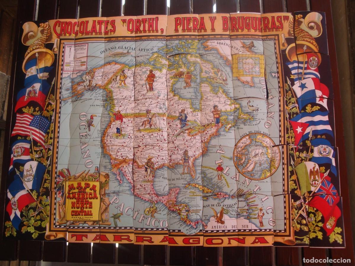 Coleccionismo cromos antiguos: CHOCOLATES ORTHI MAPA DE AMERICA - Foto 1