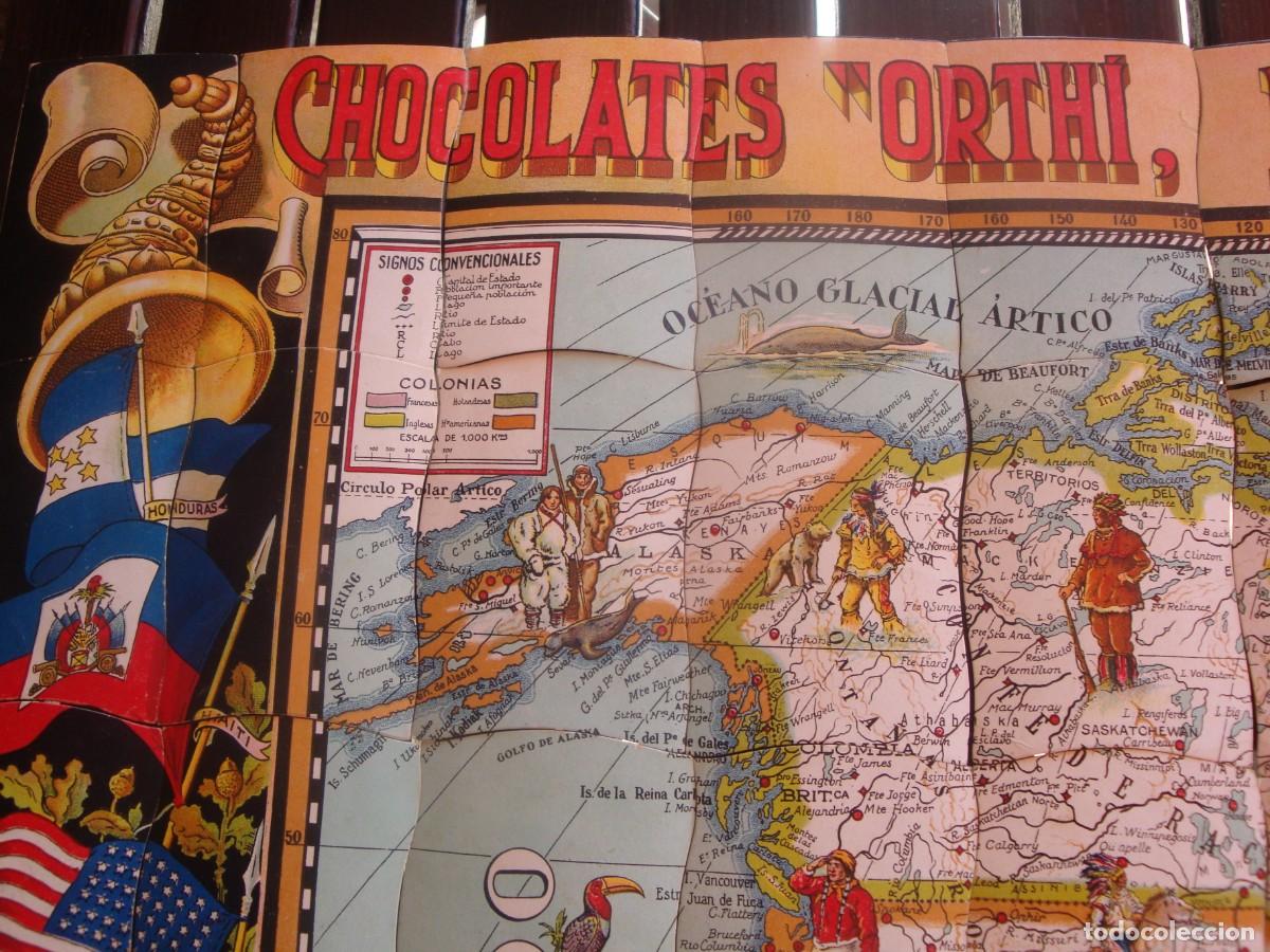 Coleccionismo cromos antiguos: CHOCOLATES ORTHI MAPA DE AMERICA - Foto 3