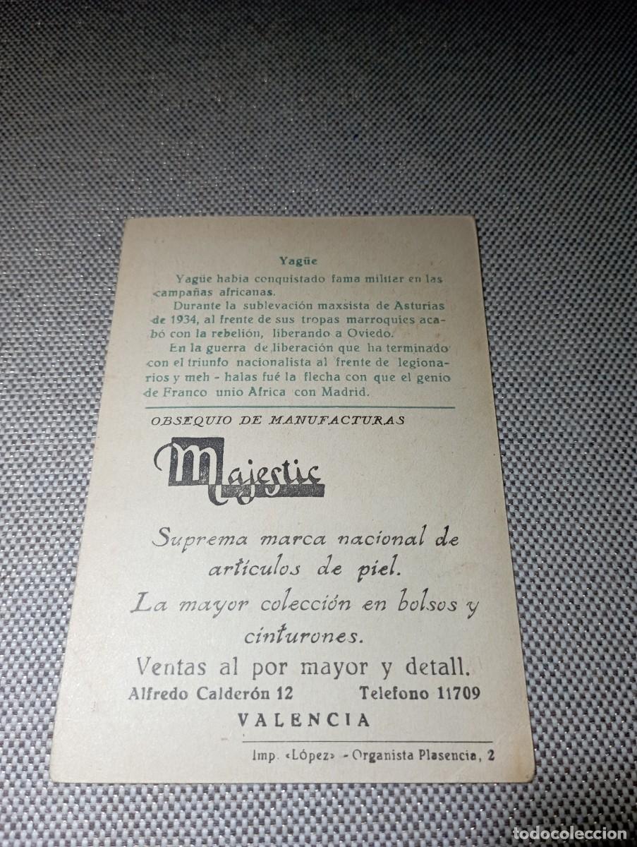 Coleccionismo cromos antiguos: FIGURAS DEL EJERCITO NACIONAL. GENERAL YAGUE - Foto 2