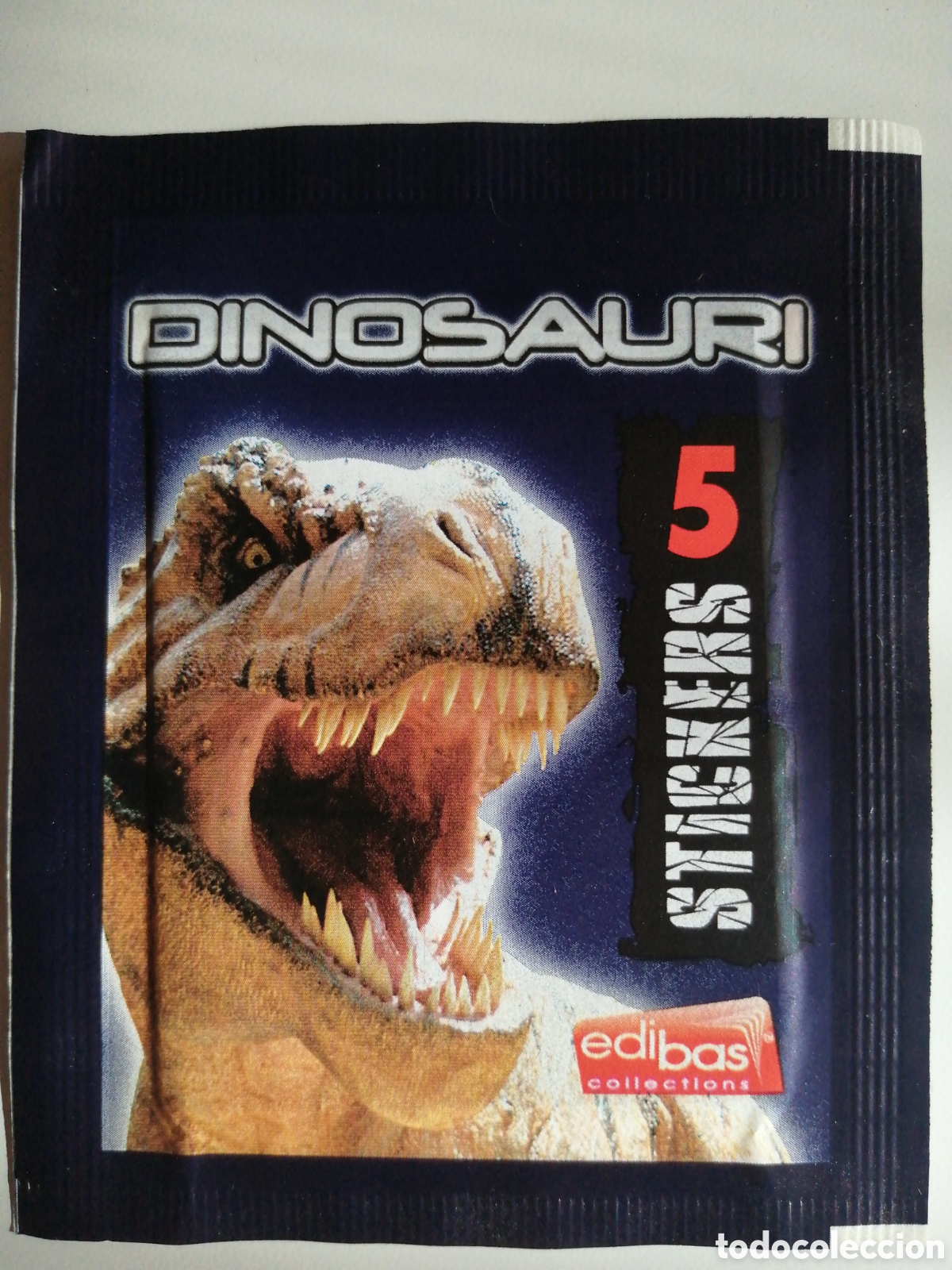 Coleccionismo cromos antiguos: 2 sobres de CROMOS de la colecci&oacute;n DINOSAURS. Ed EDIBAS - Foto 1