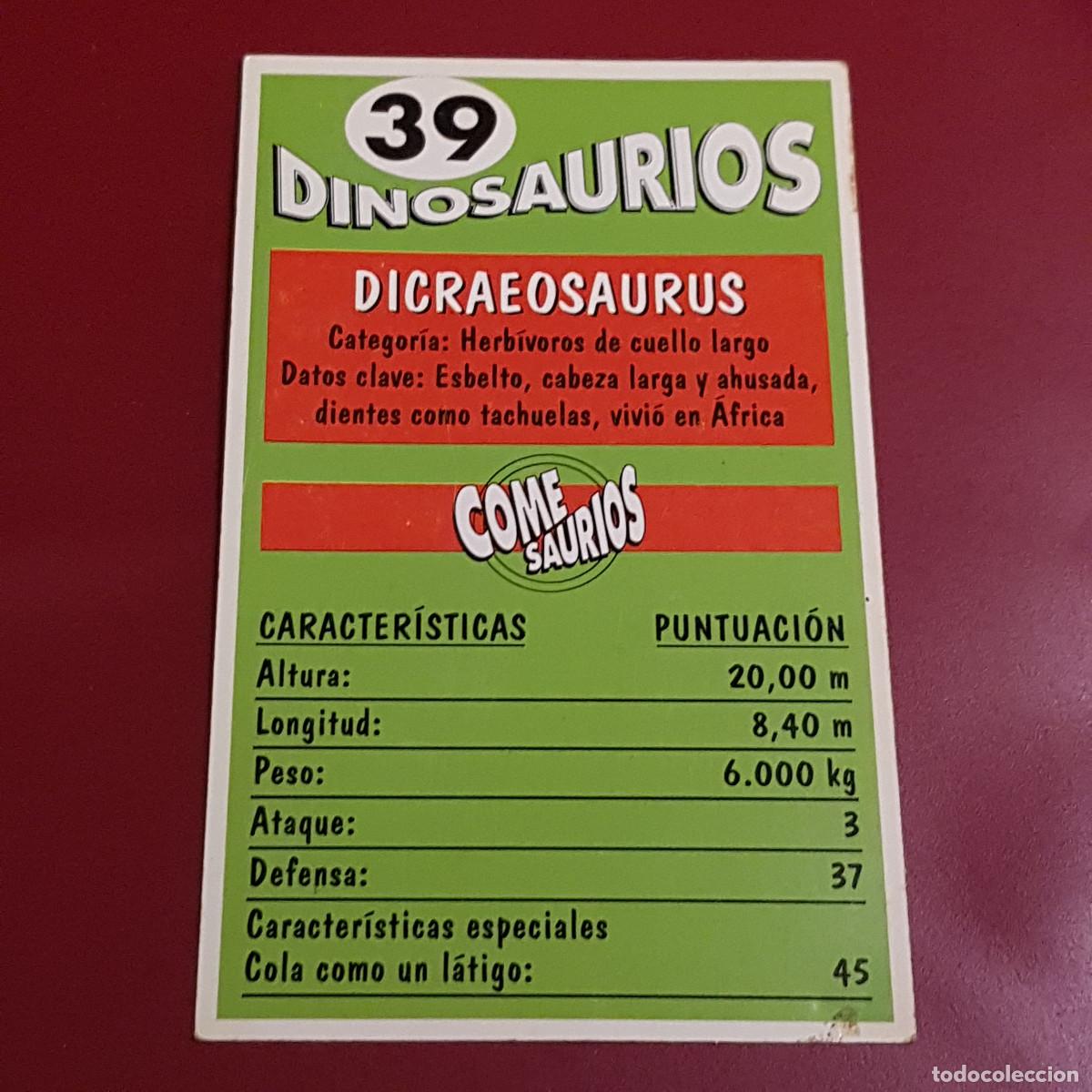 Coleccionismo cromos antiguos: DINOSAURIOS - COME SAURIOS - DICRAEOSAURUS 39 - Foto 2