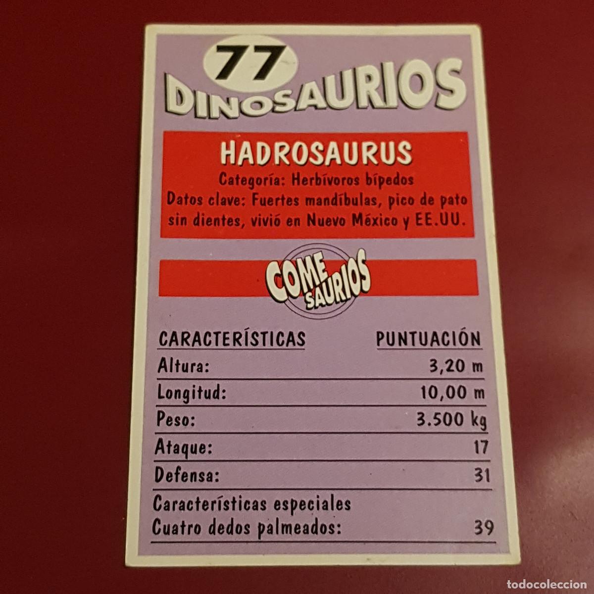 Coleccionismo cromos antiguos: DINOSAURIOS - COME SAURIOS - HADROSAURUS 77 - Foto 2