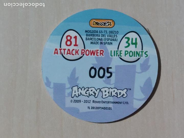 Coleccionismo cromos antiguos: TAZO N&ordm; 5 - E-MAX ANGRY BIRDS POGS - 2012 - Foto 2