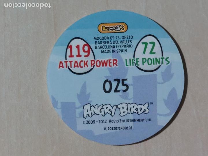 Coleccionismo cromos antiguos: TAZO N&ordm; 25 - E-MAX ANGRY BIRDS POGS - 2012 - Foto 2