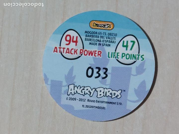 Coleccionismo cromos antiguos: TAZO N&ordm; 33 - E-MAX ANGRY BIRDS POGS - 2012 - Foto 2