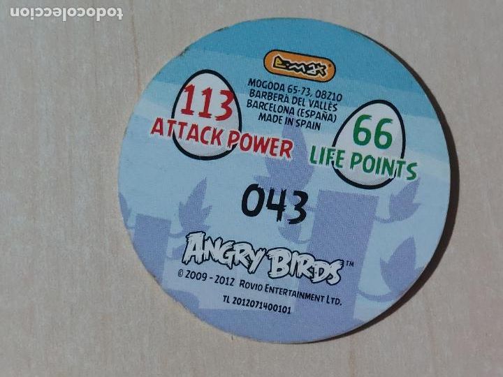 Coleccionismo cromos antiguos: TAZO N&ordm; 43 - E-MAX ANGRY BIRDS POGS - 2012 - Foto 2