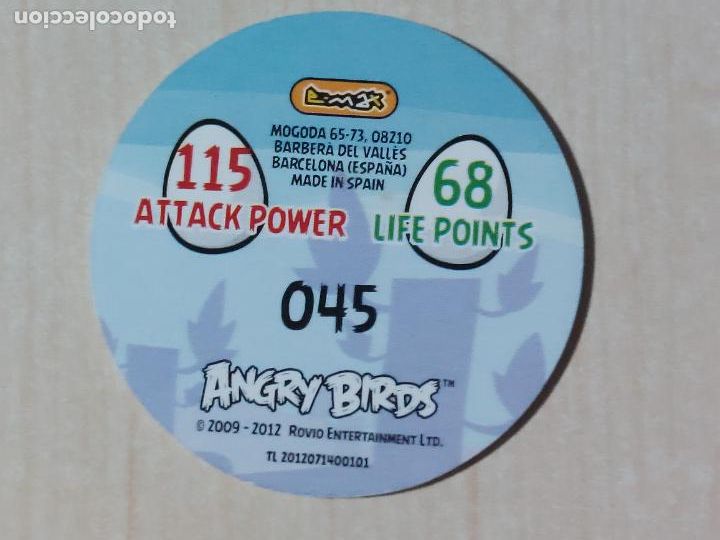 Coleccionismo cromos antiguos: TAZO N&ordm; 45 - E-MAX ANGRY BIRDS POGS - 2012 - Foto 2