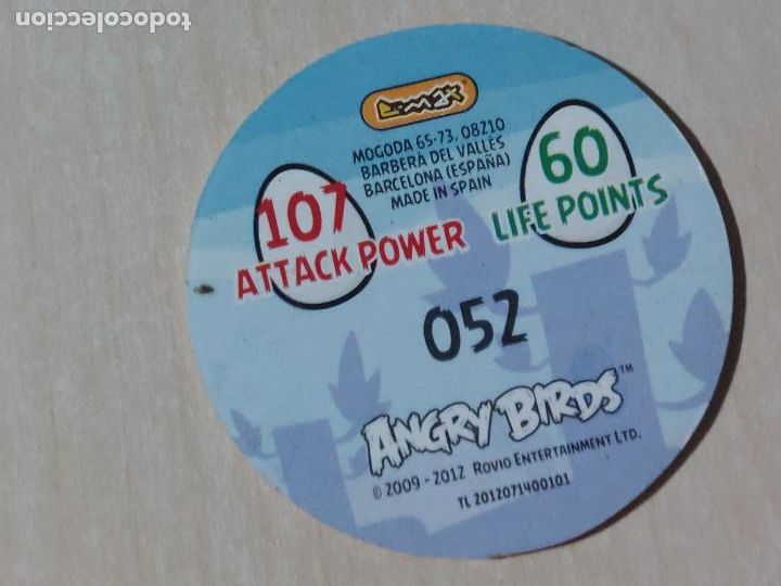 Coleccionismo cromos antiguos: TAZO N&ordm; 52 - E-MAX ANGRY BIRDS POGS - 2012 - Foto 2