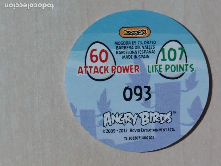 Coleccionismo cromos antiguos: TAZO N&ordm; 93 - E-MAX ANGRY BIRDS POGS - 2012 - Foto 2
