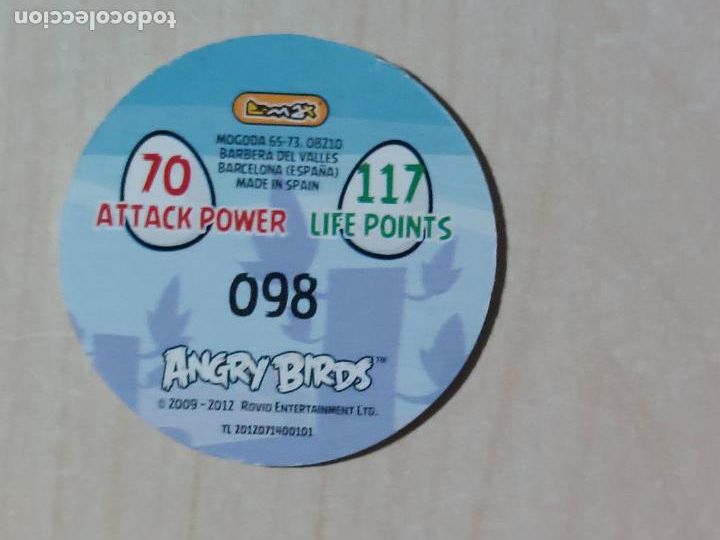 Coleccionismo cromos antiguos: TAZO N&ordm; 98 - E-MAX ANGRY BIRDS POGS - 2012 - Foto 2
