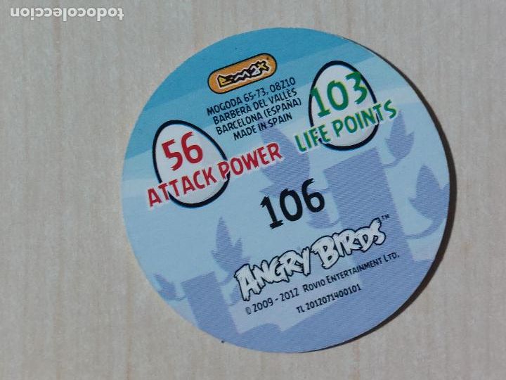 Coleccionismo cromos antiguos: TAZO N&ordm; 106 - E-MAX ANGRY BIRDS POGS - 2012 - Foto 2