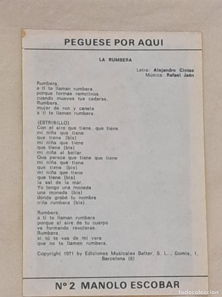 Coleccionismo cromos antiguos: Cromo 2 Manolo Escobar - Foto 2