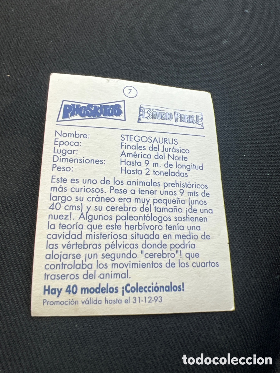 Coleccionismo cromos antiguos: Phoskitos saurio park - Foto 2