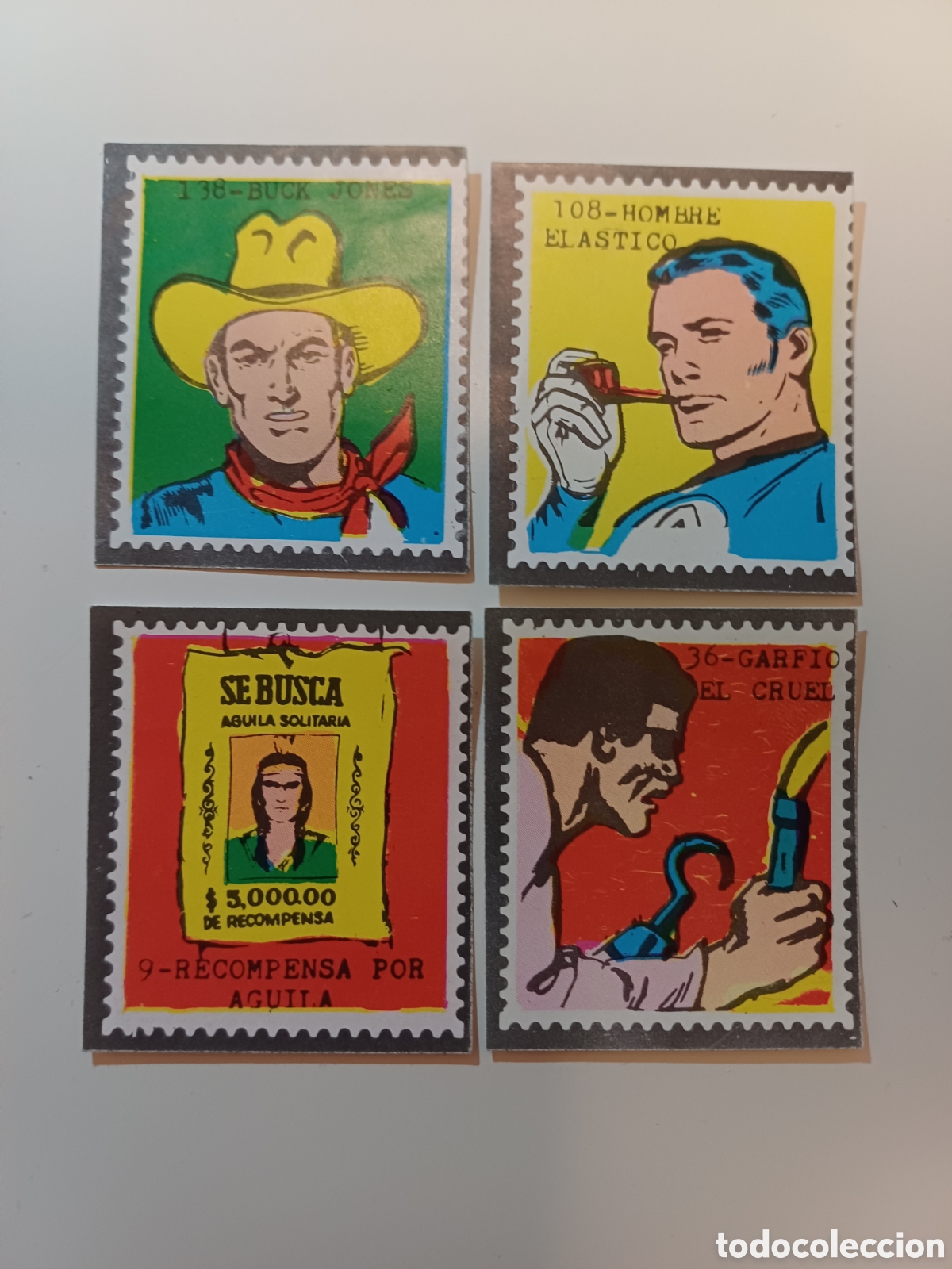 Sammeln alte Sammelbilder: 4 cromos comics, el hombre elastico, buck jones, garfio el cruel y aguila solitaria, nuevos
