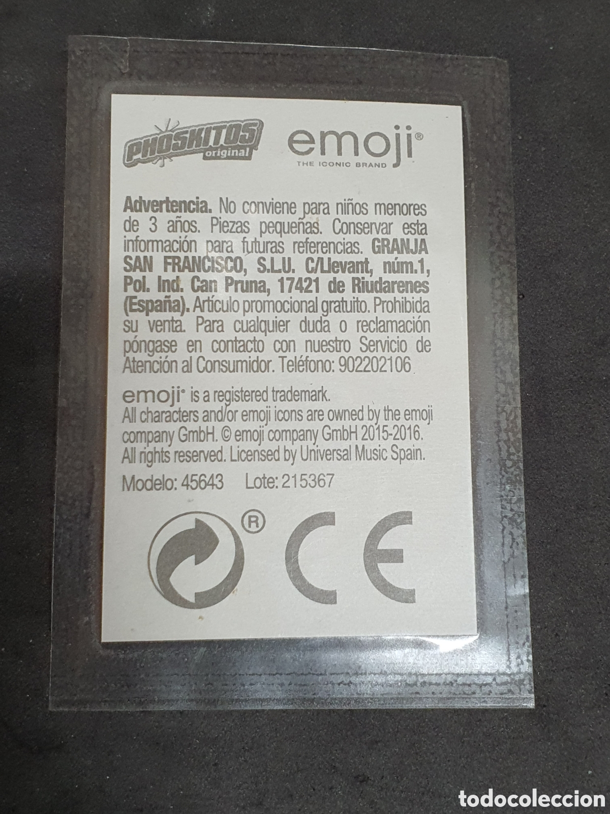 Coleccionismo cromos antiguos: Cromo phoskitos emoji 2016 - Foto 2