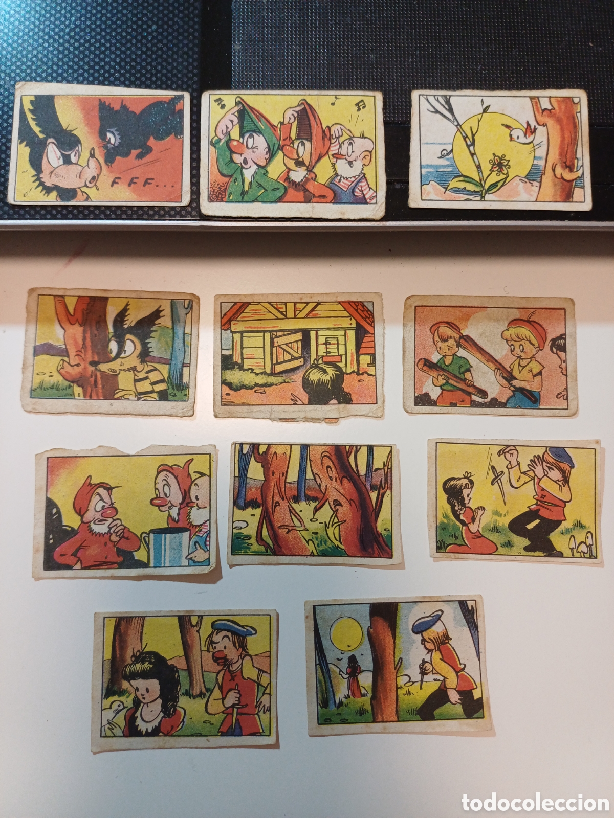Collectionnisme Cartes &agrave; collectionner anciennes: 11 cromos antiguos cuentos, los tres cerditos, caperucita, etc, desconozco coleccion