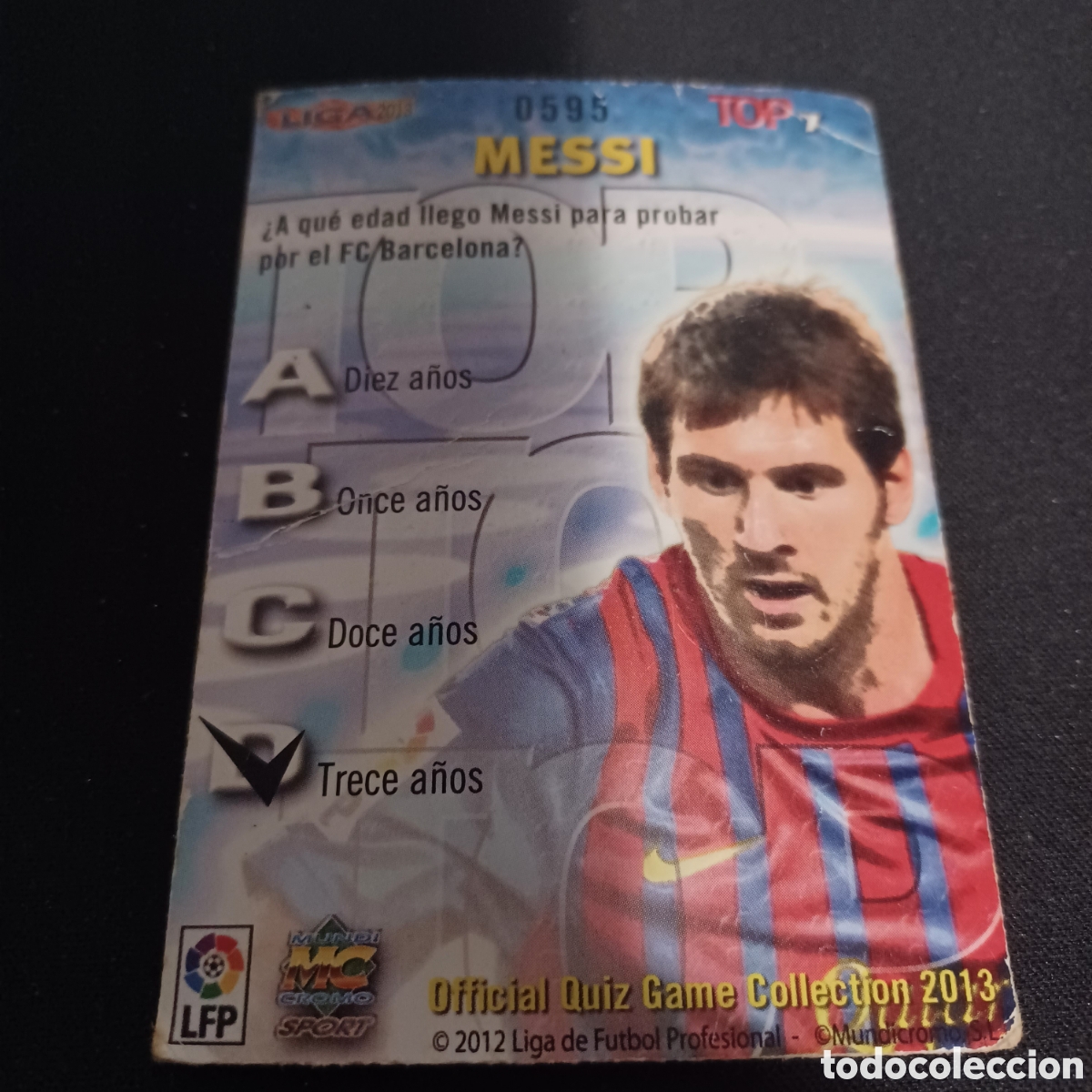 Coleccionismo cromos antiguos: CROMO MESSI TOP 2013 (ED. LIMITADA) - Foto 2