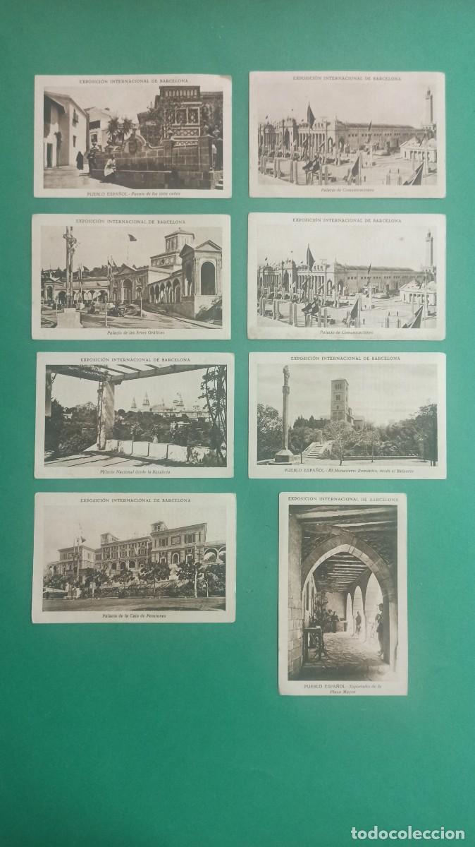 Coleccionismo Cromos antiguos: 8 Antiguos cromos de Exposici&oacute;n Internacional de Barcelona. Pueblo Espa&ntilde;ol. Chocolates Montsacopa.