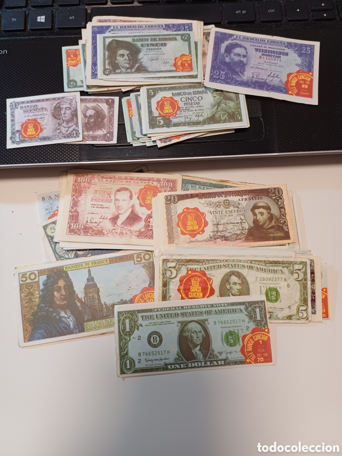 Sammeln alte Sammelbilder: lote con 68 cromos billetes tele banco cancion, nuevos