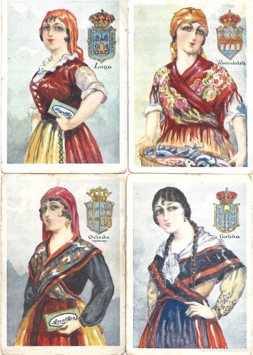 Coleccionismo cromos antiguos: OCHO CROMOS DE TRAJES REJIONALES CON PUBLICIDAD DE CHOCOLATE AMATLLER