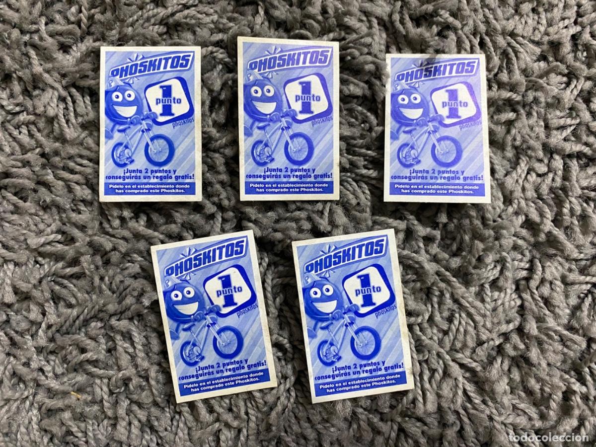 Coleccionismo Cromos antiguos: 5 TARJETAS CROMO PHOSKITOS CON UN PUNTO PARA CONSEGUIR REGALOS