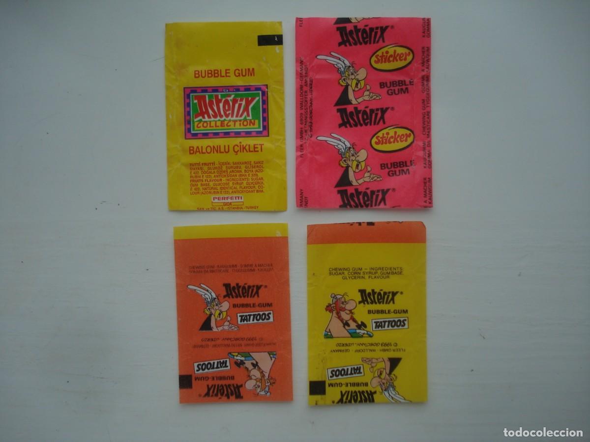 Coleccionismo cromos antiguos: 4 ENVOLTORIOS ASTERIX CROMO CHICLES! WRAPPERS BUBBLE GUM! - Foto 1