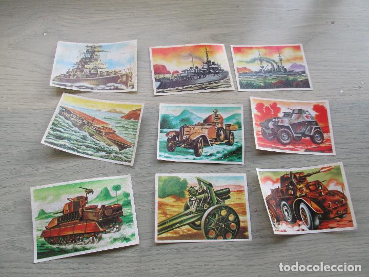 Sammeln alte Sammelbilder: LOTE DE NUEVE CROMOS AUTOADHESIVOS DE BUQUES Y ARMAS DE GUERRA, S/F NI OTROS DATOS-5.3 X 7.3 CM.