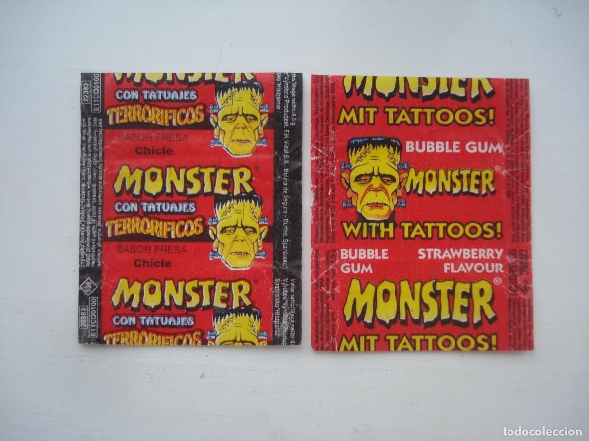 Coleccionismo cromos antiguos: 2 ENVOLTORIOS MONSTER CROMO CHICLES! WRAPPERS BUBBLE GUM! - Foto 1