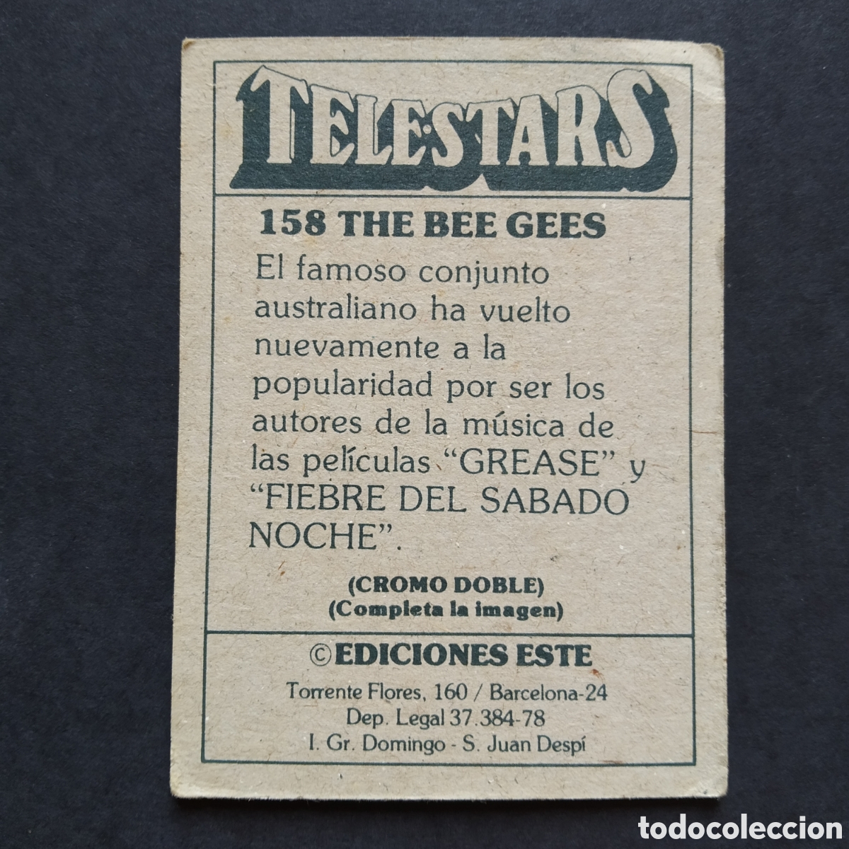 Coleccionismo cromos antiguos: CROMO - N&deg; 158 - TELESTARS - EDICIONES ESTE - A&Ntilde;O 1978 - Foto 2