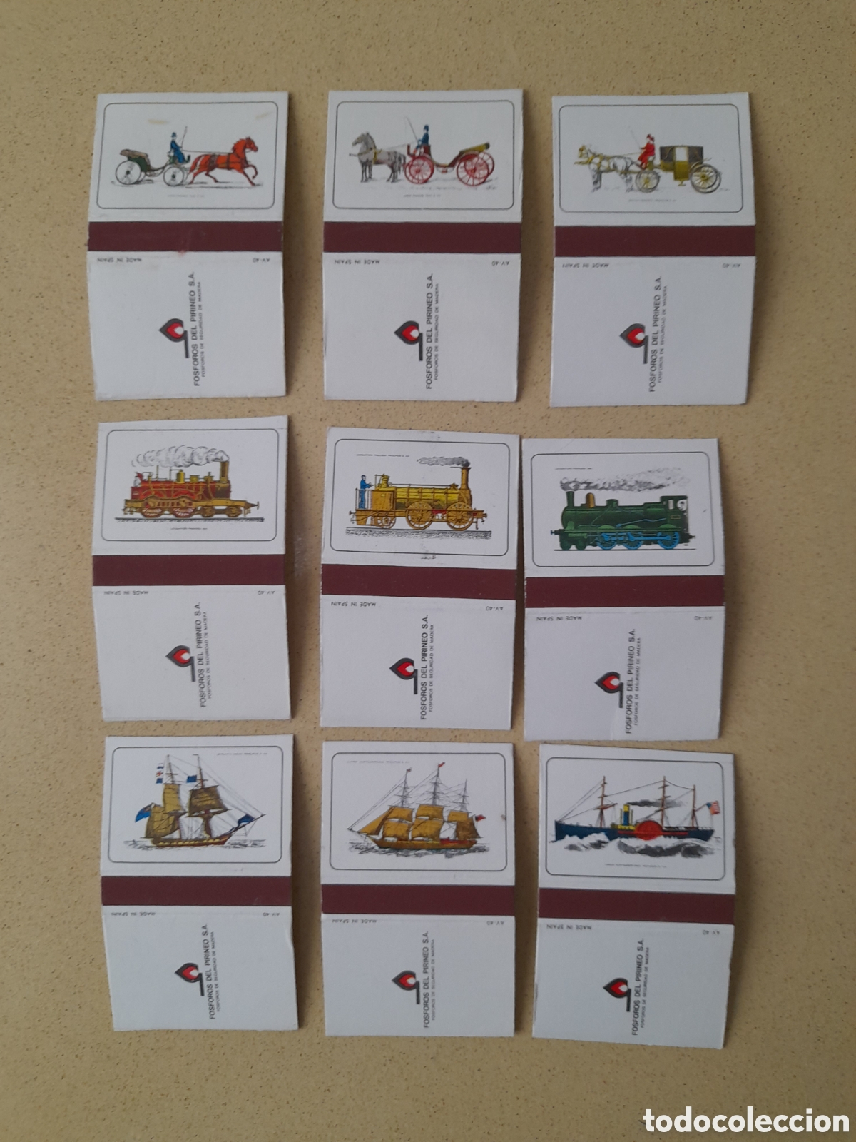 Coleccionismo cromos antiguos: 9 cajas cerillas transporte - Foto 1