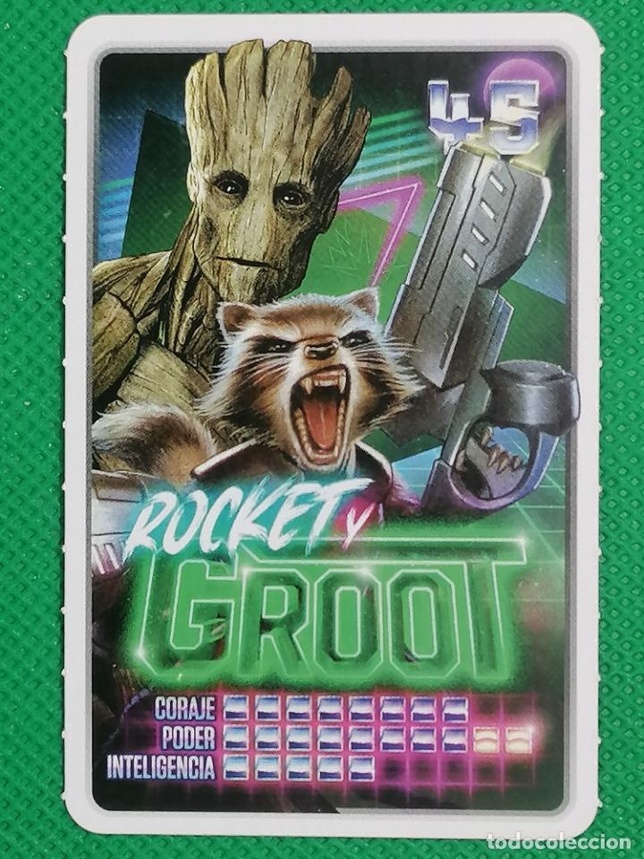 Coleccionismo cromos antiguos: 45 ROCKET Y GROOT MARVEL DESCUBRE TU PODER CARREFOUR - Foto 1